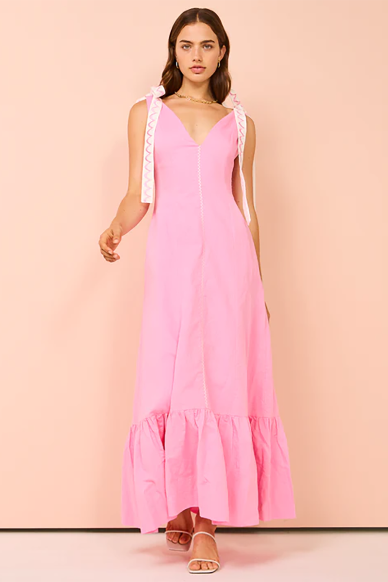 strapless open back dress Allegra Satin Tie Shoulder Bridesmaid Dress