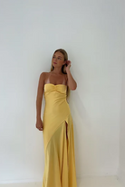 Gaia Gown in Gold Sun front