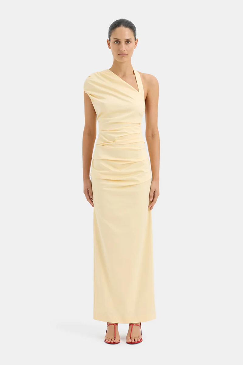Giacomo Gathered Gown Butter| The Borrowed Collective