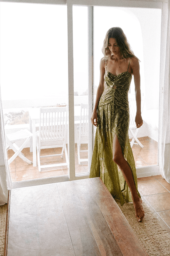 Ruched 2025 silk dress