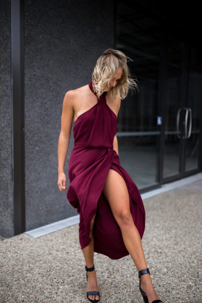 Shona joy store knot draped dress